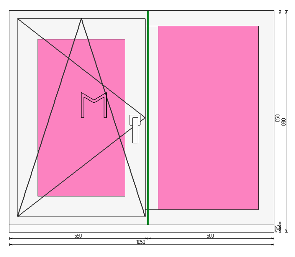 Пластиковое окно 850 х 1050 ТермА Эко + Москитная сетка