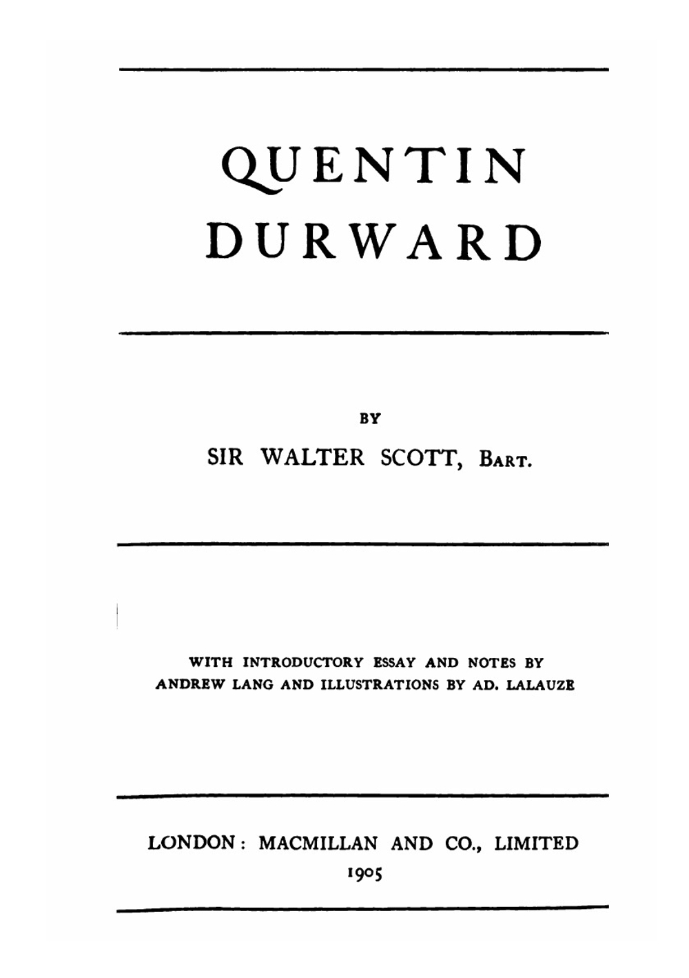 Quentin Durward | Scott Walter