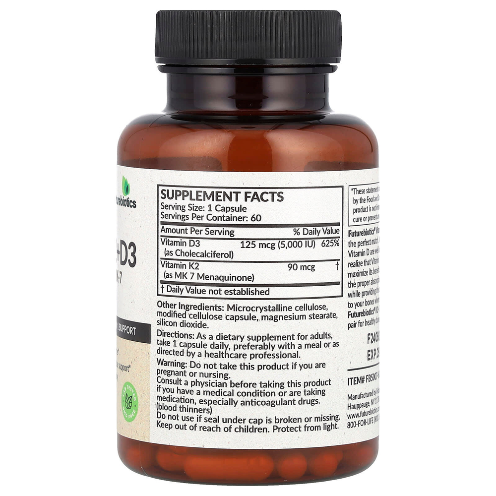Futurebiotics, Витамин K2 + D3`` 60 капсул