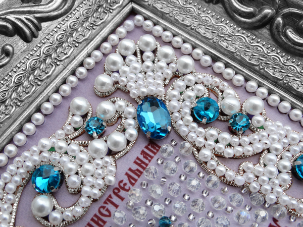 ЖС-4-СГ Набор для вышивания хрустальными камнями Богородица Семистрельная (голубой)