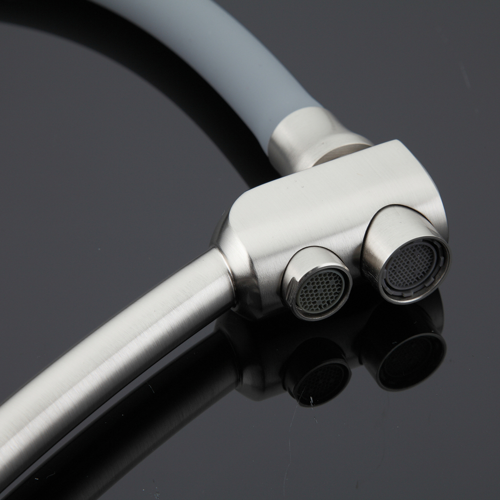 Смеситель для кухни 35к G4398 GAPPO гибкий излив, с вых. для питьевого фильтра, СЕРЫЙ-сатин