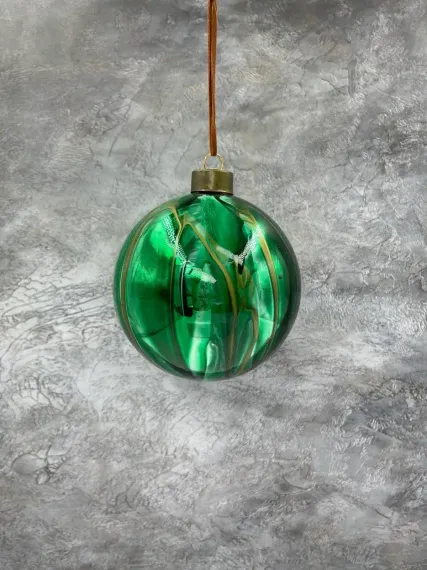 Набор стеклянных шаров Акварель зеленая 100 мм., 4 шт., Christmas DeLuxe (13003)