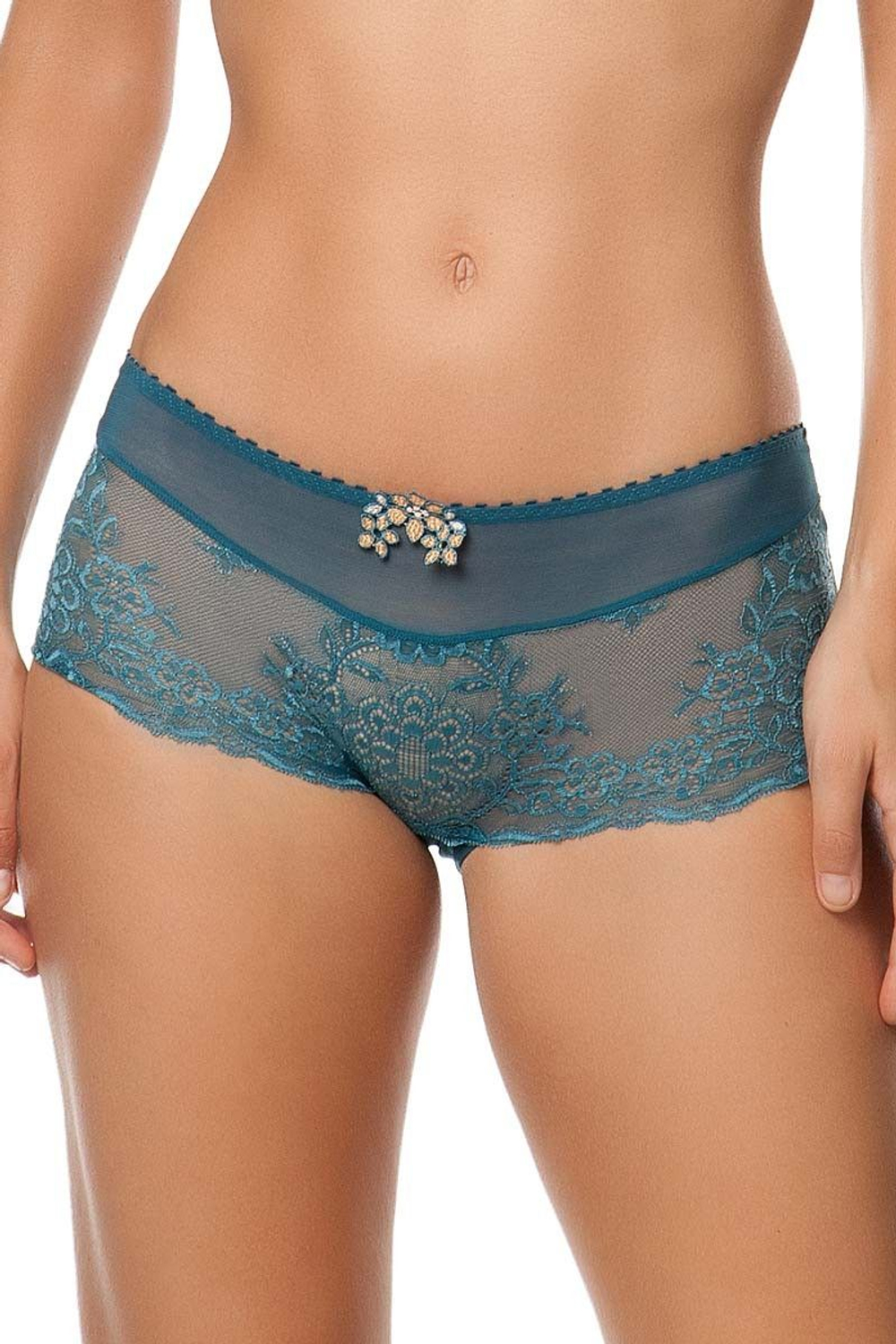 Трусы-шорты Anna с цветочным кружевом (Размер: 50) (Цвет: кофейный)