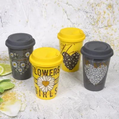 Стакан керамический 400мл «Любовь» с пластиковой крышкой