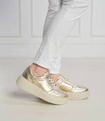 Кожаные кроссовки TWINSET - золотой(241TCP060)