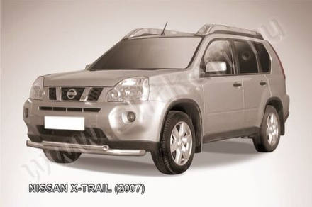 Защита переднего бампера (нержавейка) Nissan X-Trail (2007-2011) d76+d57
