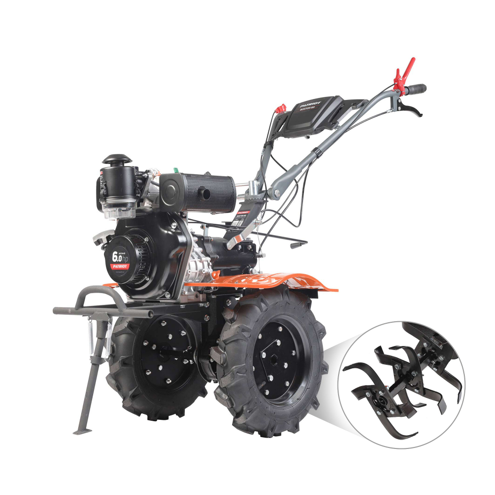 Мотоблок дизельный PATRIOT BOSTON-6D 6 л,с; фрезы: 1050 mm; 2 вперед+ 1 назад;(440701535)