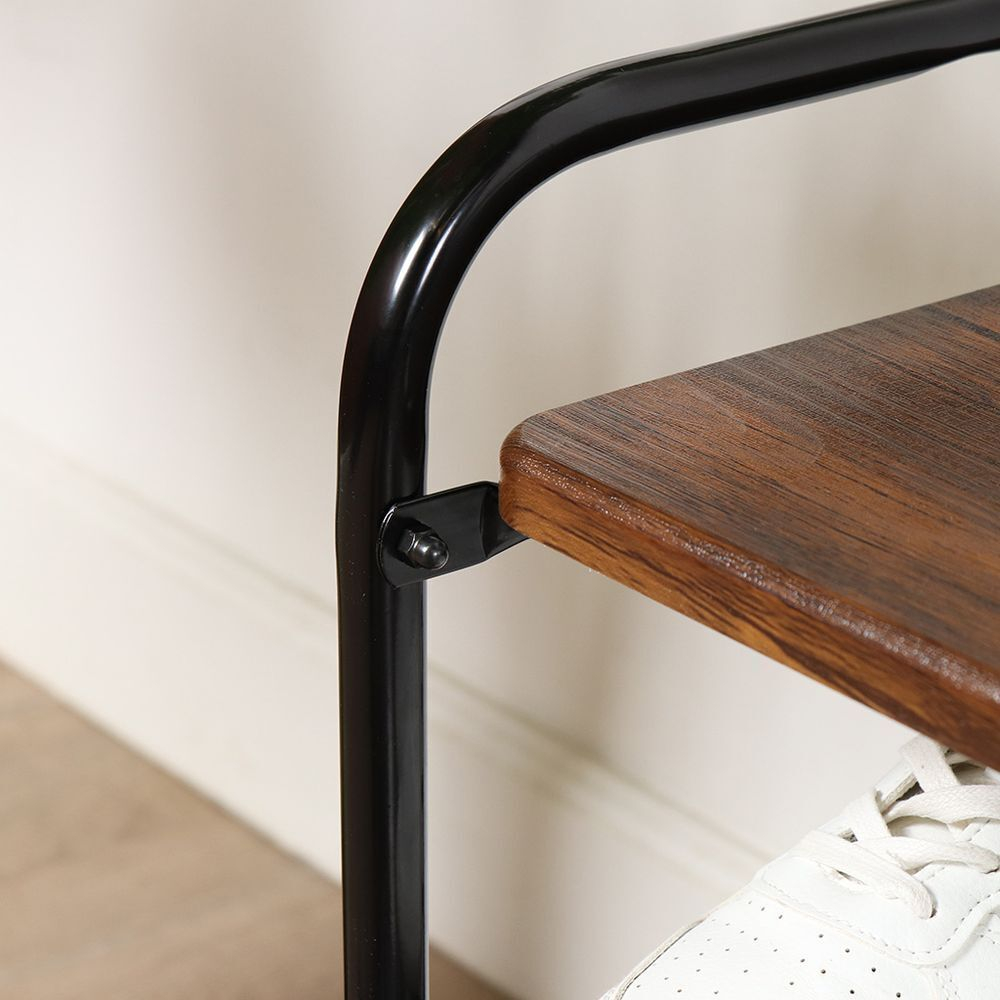 Полка для обуви, мет-л, 3 секц, 44х33х50 см, с сиденьем МДФ, дуб антик фристаил, Nika, Б2/ДА