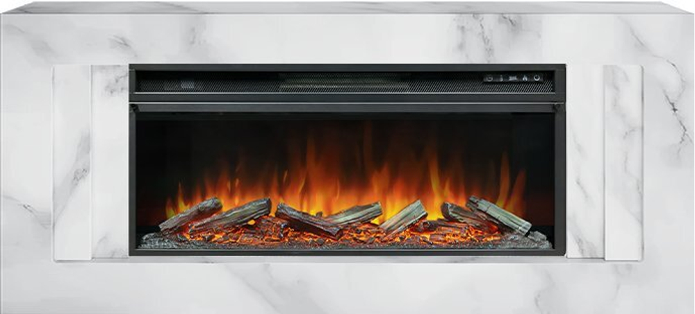 Каминокомплект Line 42 SFT White Marble (Разборный) - Белый мрамор с очагом Vision 42 LOG LED