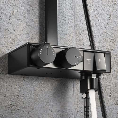 Душевая стойка Black&White Universe U7855B 3 режима, темно-серый