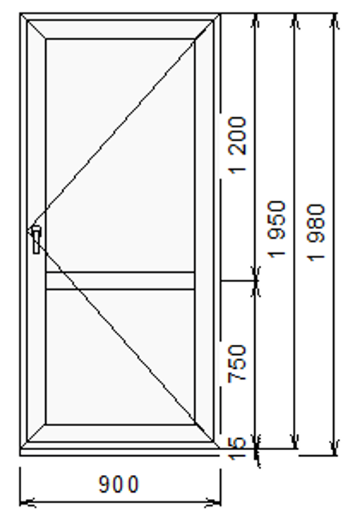 Дверь из ПВХ 1950 х 900