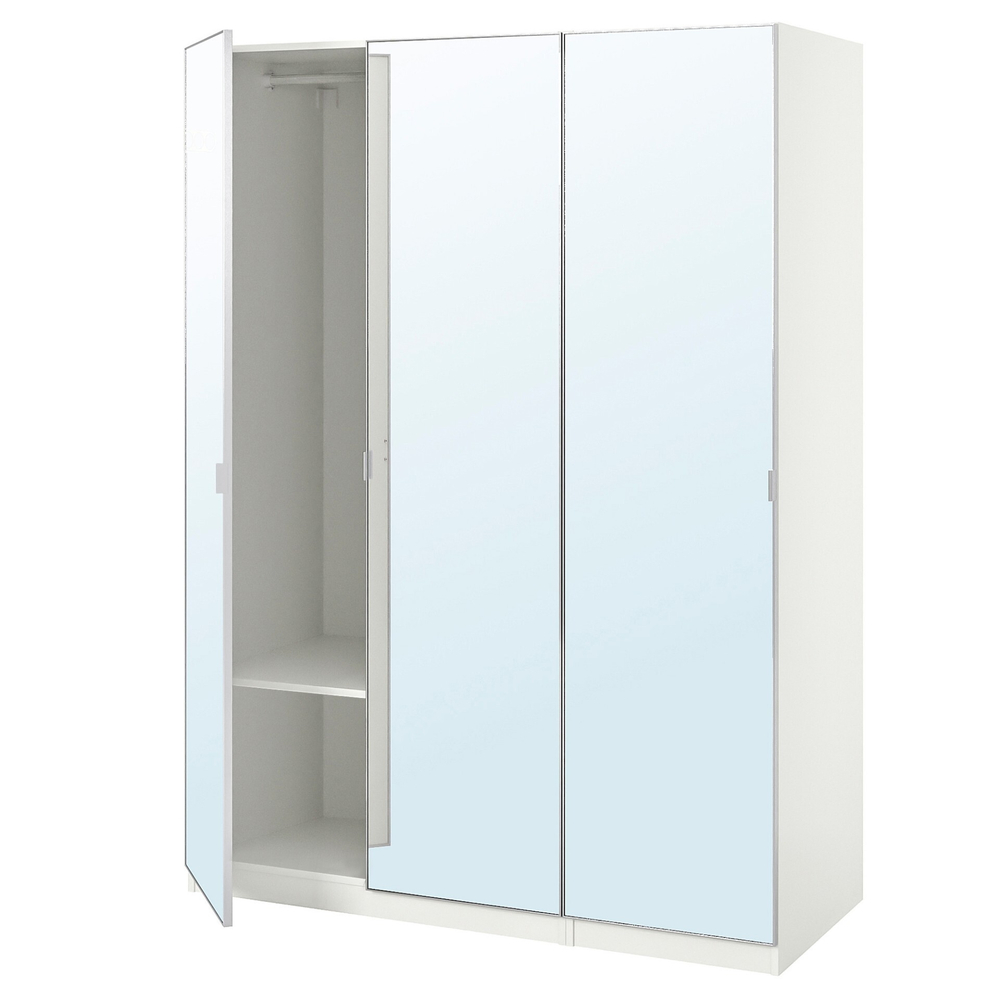 Распашной шкаф PAX AHEIM IKEA трехсекционный с зеркалом (комбинация) (белый)  170*45*260