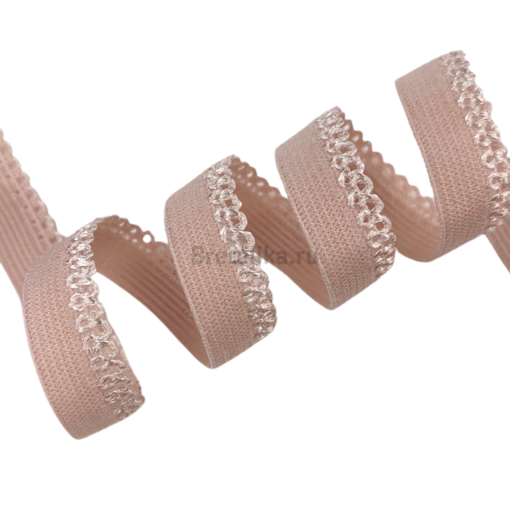 Отделочная резинка ажурная серебристый пион 10 мм, цв. 168