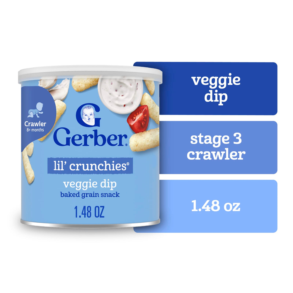 Gerber, Lil' Crunchies®, снек из запеченных злаков, для детей от 8 месяцев, растительный соус, 42 г (1,48 унции)