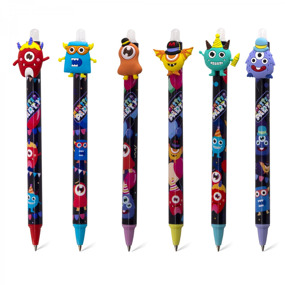 Ручка гелевая пиши-стирай Alingar, автомат, "Монстрики", 0,5 мм, синяя, круглый, цветной, пластиковый корпус, карт. уп.