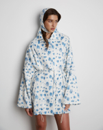 Чепчик цветы молочный/голубой