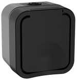 TORS Розетка 1-местная с заземляющим контактом и крышкой 16А IP55 TS120 графит IEK