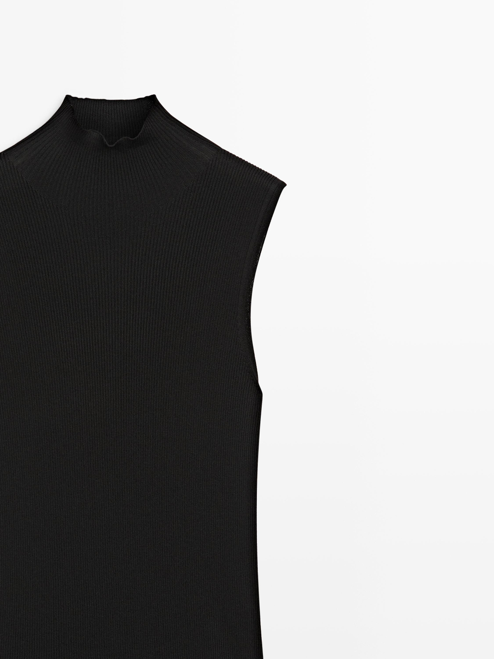 Massimo Dutti Трикотажное платье миди с контрастной деталью, черный