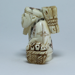 Эксклюзивная нэцкэ Дзюродзин с хворостом и корзиной