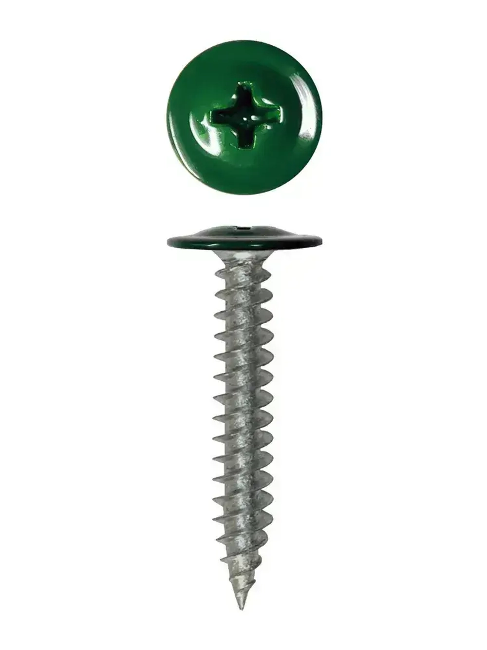 Саморез Rizzel ПШ 4,2х25 с прессшайбой острый RAL 6005 (500 шт)