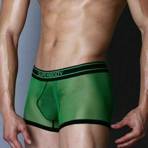Мужские трусы боксеры зеленые сетчатые Superbody