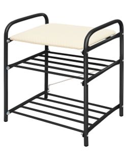 Банкетка в прихожую Б1 3-х ярусная, на металлокаркасе (цвет черный), Ника