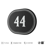 Номерок на дверь квартиры 44, для кабинета, офиса, шильдик 9 х 7 см, черный, Айдентика Технолоджи