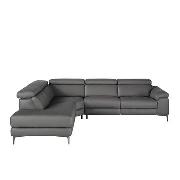 Угловой диван с реклайнером 5320-L-M9019 /6112 Angel Cerda серый кожаный