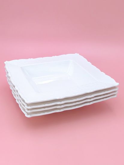 Тарелка глубокая с бортиком 22х4 см. квадратная, набор 4 шт. "Орнамент"