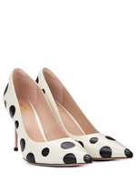 Женские туфли кожаные белые в горох