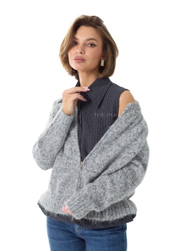 Комбинированная серая рубашка-кардиган