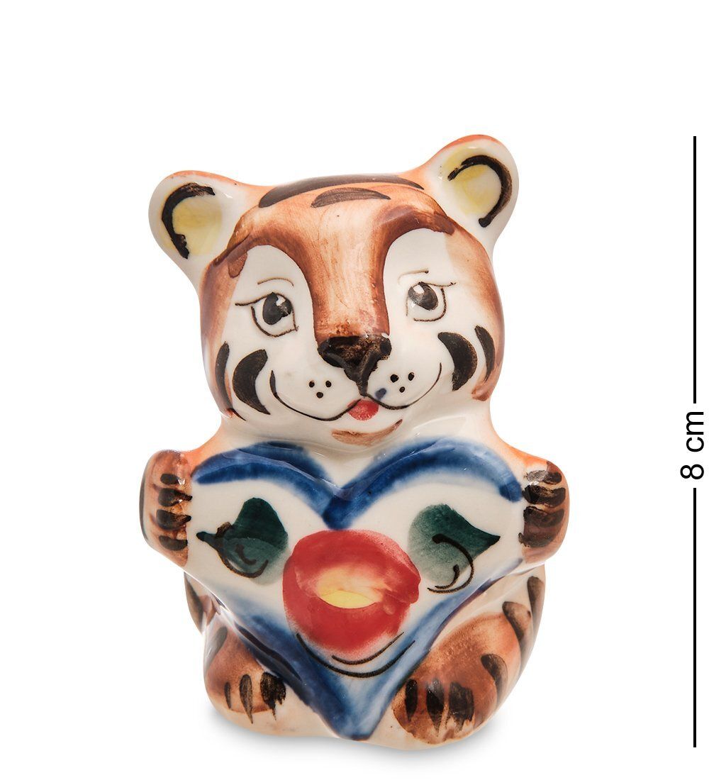 ГЛ- 038 Фигурка «Тигренок с сердцем» цв. (Гжельский фарфор)