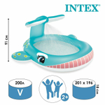 Бассейн надувной Intex 57440 Whale Spray 201х196х91 см / Круглый бассейн Интекс с водяным фонтаном распылителем Кит для дачи