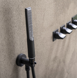 Bossini Apice душ ручной Ø31x241 мм, шланговое подсоединение со встроенным держателем, шланг Cromolux 1500 мм, цвет чёрный матовый