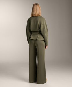 Oysho Длинная куртка с поясом из модала с начесом, хаки