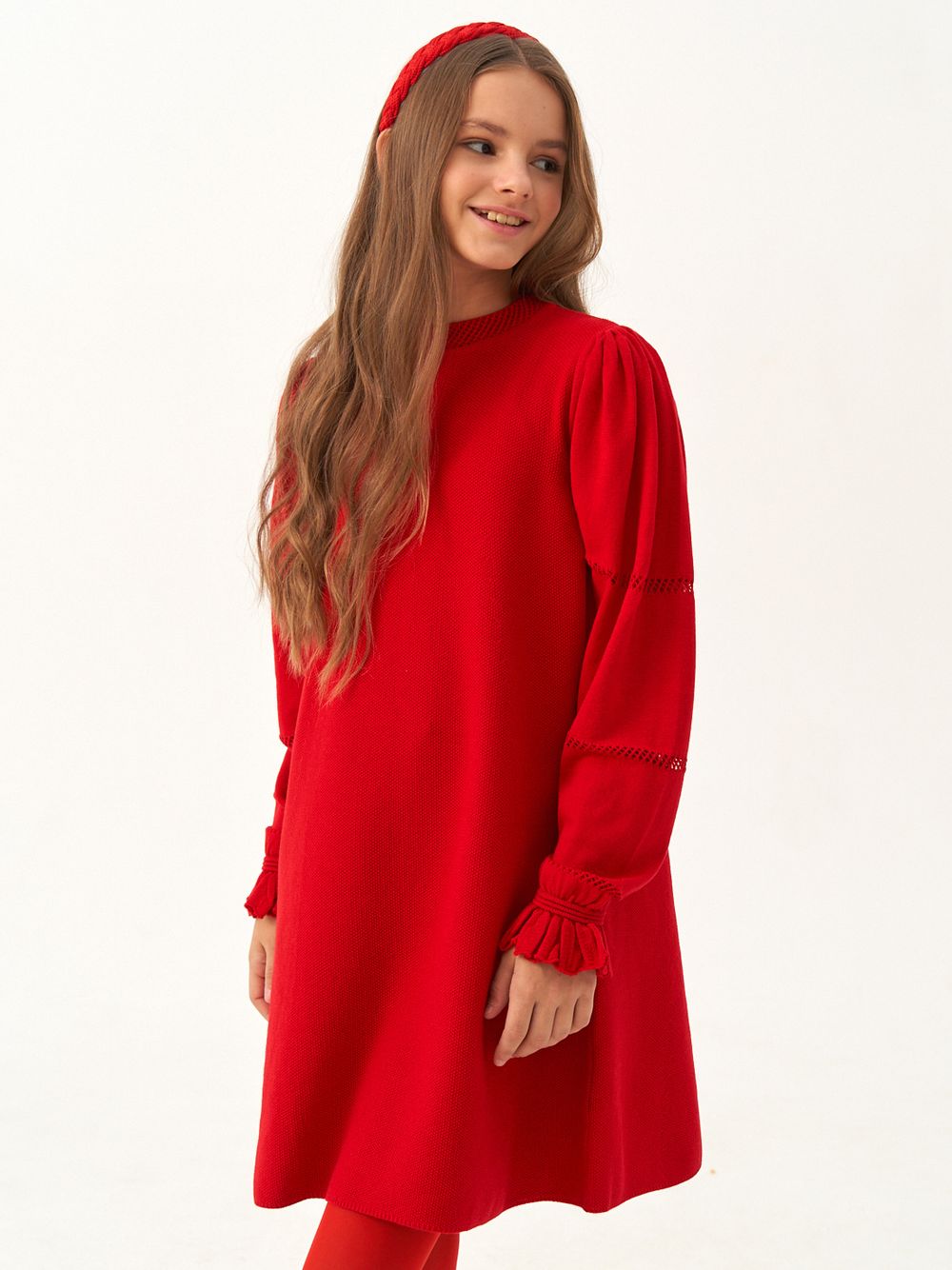 Платье для девочки с длинным рукавом AT1039 красный