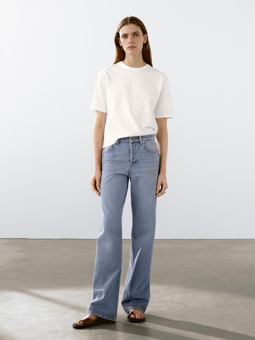 Massimo Dutti Футболка из 100% хлопка, натуральный, кремовый