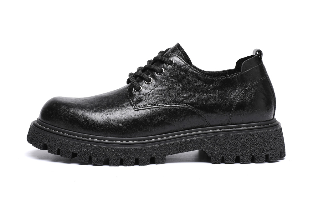 C°BANNER Leather Casual Shoes Men"s Black Extra Large Size