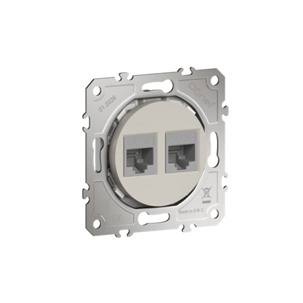 Розетка компьютерная RJ45 cat.5e на 2 порта,  цвет матовый кашемир,  серия D16,  Donel