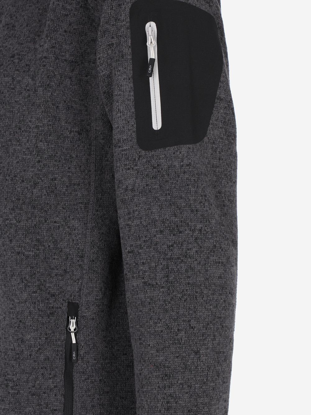 Толстовка флисовая CMP Men's mélange knit-tech heavy fleece, артикул 3H60747N, цвет Nero-Glacier (44UE)