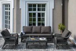 "Гранд Латте" лаунж-зона из искусственного ротанга, цвет графит