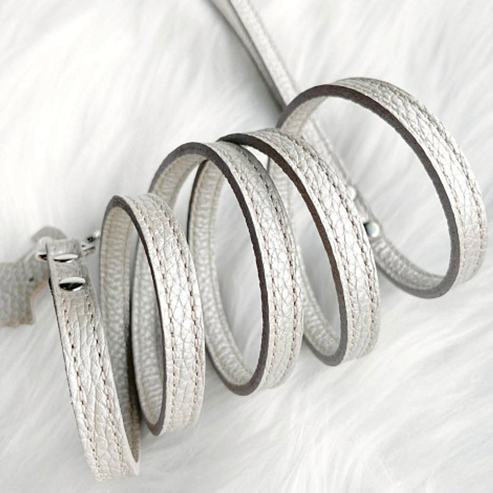 9307 Поводок кожаный "Перламутр" / PREMIUM