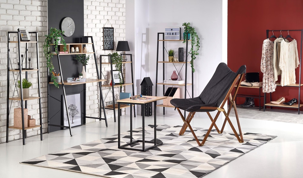 Стеллаж HALMAR NARVIK REG2 дуб сонома/черный