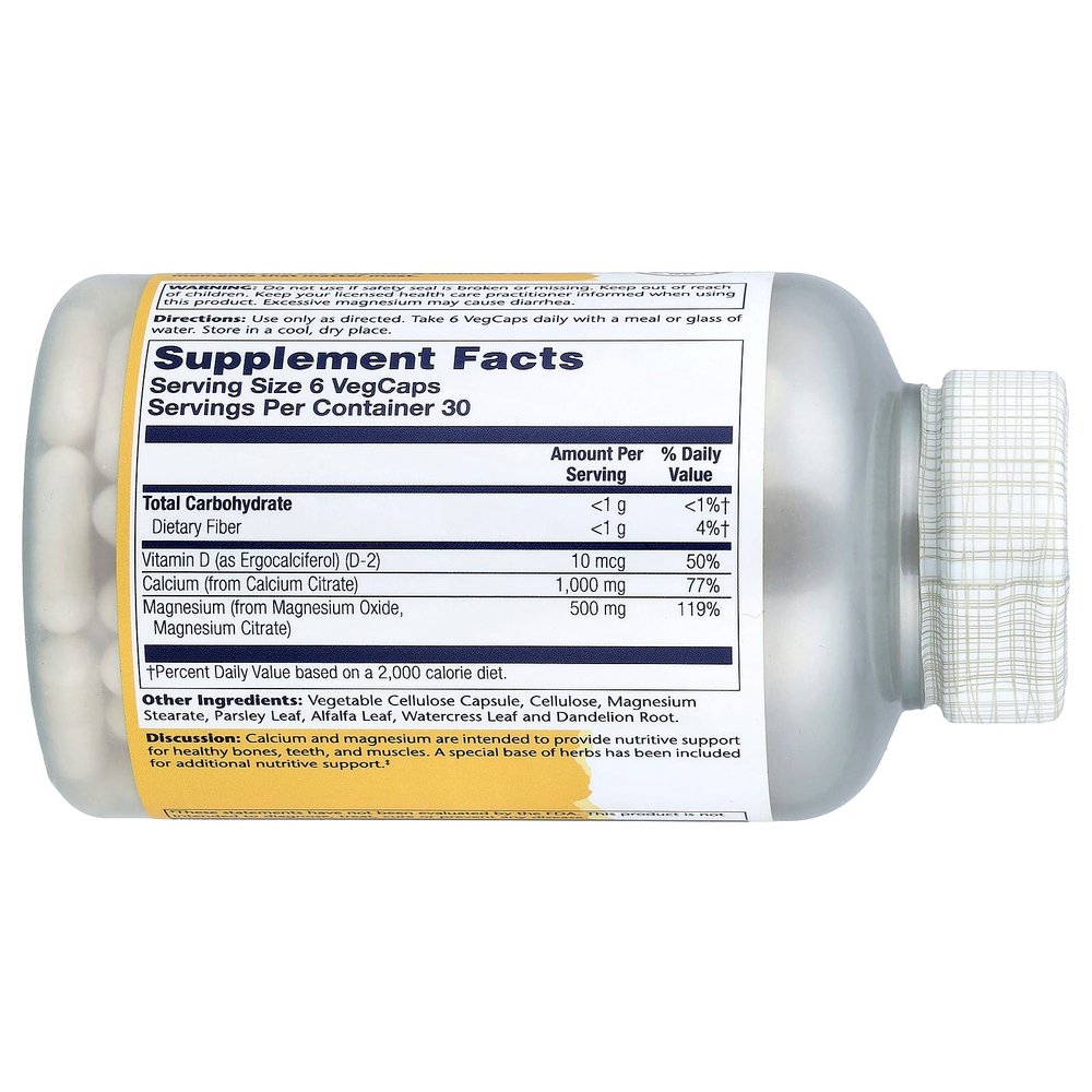 Solaray, цитрат Cal-Mag с витамином D2, 180 растительных капсул