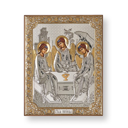 Св. Троица, икона прямоугольная без рамки, красное дерево 175х225