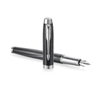 Ручка перьевая PARKER "IM Metallic Pursuit CT", корпус темно-серый, хромированные детали, черная, 2074142