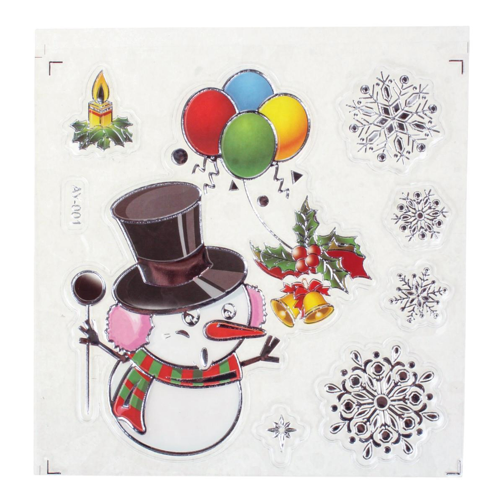 Наклейка новогодняя 18*23 см, 12 вид микс , пакет