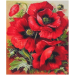 Алмазная мозаика на подрамнике с полным заполнением «МИР ЯРКИХ КРАСОК», красные маки, 50*65см