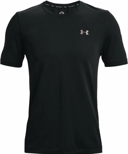 Мужская теннисная футболка Under Armour Men's UA Rush Seamless GeoSport Short Sleeve - black