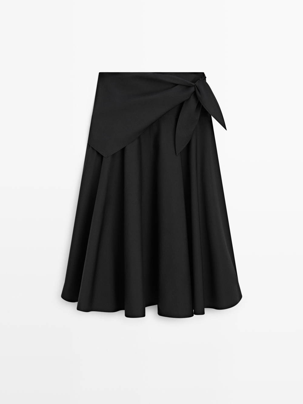 Massimo Dutti Юбка миди с отделкой в ​​виде шарфа, черный